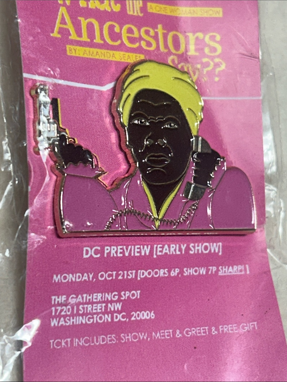 What Would the Ancestors Say? enamel pin - Pink & Yellow